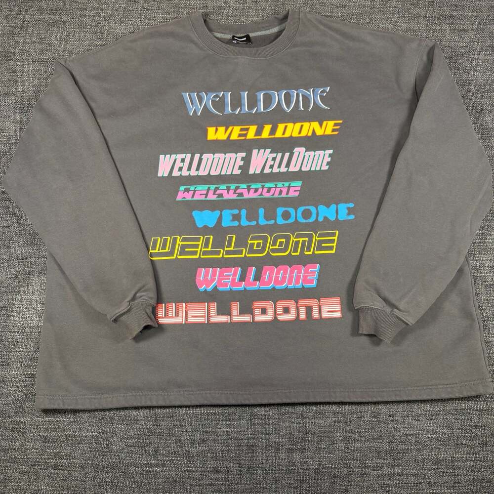 We11done Multi-Logo Graphic Oversized Crew Neck Sweatshirt -Official One Size Fi
